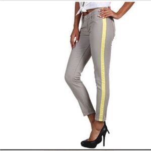 NWT Hudson Loulou Tuxedo Skinny Jeans Gray with Yellow Stripe Size 25